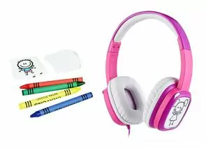 786205 - Наушники накладные HARPER KIDS HN-302 Pink, встр. микрофон, кейс, плоск провод, розовые (1)