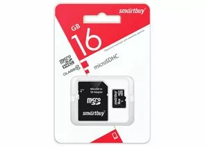 792149 - Флэш-карта (памяти) micro SDHC Smartbuy 16GB Сlass 10 (адаптер SD)LE (SB16GBSDCL10-01LE) (1)