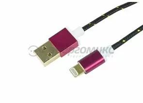 608040 - Кабель USB(A)шт. - 8pin шт. для iPhone 5/6/7 в ткан. оплетке, черн REXANT цена за шт (10!), 18-4245 (1)