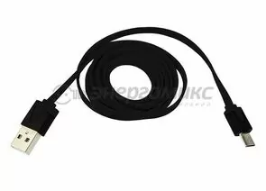 608056 - Кабель USB(A)шт. - microUSBшт. плоский 1м черный, 18-4270 (1)