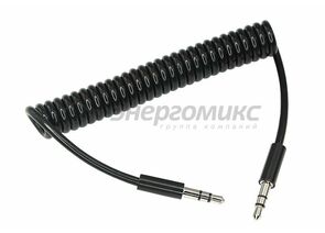 608344 - Аудио кабель Jack3,5 шт. - Jack3,5 шт. AUX спираль 1M (10!) черный (1)