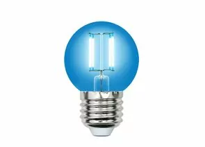 648353 - Лампа св/д Uniel Air шар G45 синий E27 5W(350lm 360°) филамент прозр 45x70 LED-G45-5W/BLUE/E27 (1)