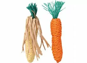 737755 - Набор игрушек для грызунов Морковь и Кукуруза, 15 см, сизаль, 2 шт. TRIXIE 6192 (1)