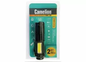 804104 - Camelion фонарь ручной LED51531 (1xLR6 не в/к) 1св/д 2W(100lm) алюм, 4 реж., ZOOM, до 250м, BL (1)