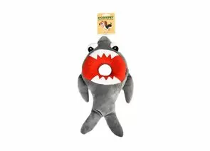 805681 - Игрушка для собак плюш Акула со спасательным кругом с пищалкой 37,5*19см HOMEPET YT113827 (1)