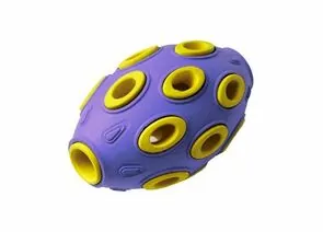 805746 - Игрушка для собак резиновая Мяч регби 7,6*12см фиолетово-желтый HOMEPET 145Y010PY (1)