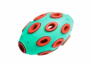 805747 - Игрушка для собак резиновая Мяч регби 7,6*12см бирюзово-красный HOMEPET 145Y010TR (1)