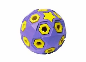 805750 - Игрушка для собак резиновая Мяч 8см звездное небо сиренево-желтый HOMEPET 145Y009PY (1)