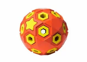 805751 - Игрушка для собак резиновая Мяч 8см звездное небо красно-желтый HOMEPET 145Y009RY (1)
