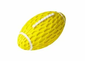 805760 - Игрушка для собак резиновая Мяч регби с пищалкой желтый 14,5*8,2*7,9см HOMEPET Y000278Y (1)