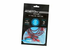 654194 - Кабель Robiton Multicord P12 USB(A)шт. - microUSB, Type C, iphone5, красный, PH1, 15191 (1)