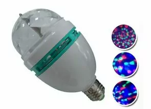 492448 - Лампа-проектор вращ. E27 B52 YB-27, 8*16см, цвет RGB, проекц. вертик., 3W/220V белый (1)