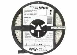 642296 - Navigator Лента св/д 12V 4.8W/m 60LED/m IP65 6000K 6K 5м NLS-3528СW60-4.8-IP65-12V(ц.за1м)(5!)71763 (1)