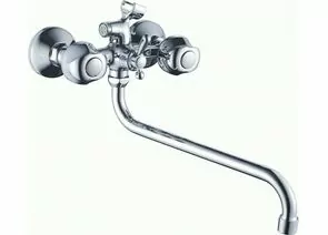 781051 - Haiba Смеситель для ванны (Lt) трубчатый поворот.излив-S 300мм,двухвент, шаровый.перек, хром, HB2226 (1)