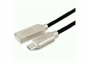 711120 - Кабель USB(A)шт. - microUSB 2.0 Cablexpert, AM/microB, серия Platinum, 1м, черный, нейлон, BL (1)