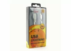 711230 - Кабель USB(A)шт. - 8pin шт. для iPhone5/6/7/8/X, IPod, IPad Cablexpert серия Gold, 3м, белый, BL (1)