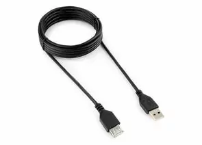 711331 - Кабель удлинитель USB(A)гн. 2.0 - USB(A)шт. Pro Cablexpert AM/AF, 3.0м, экран, черный, пакет (1)