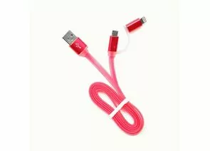 711355 - Кабель USB(A)шт. - microUSB 2.0+8 pin шт.Cablexpert, AM/microBM 5P - iPhone lightning, 1м, розовый (1)