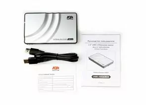783833 - USB 3.0 Внешний корпус 2.5 SATA HDD/SSD AgeStar 3UB2P, алюм, серебристый, безвинтовая констр, 06992 (1)