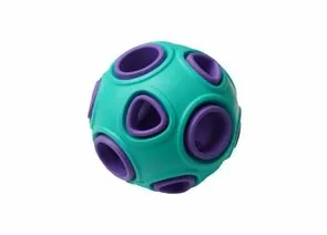 805741 - Игрушка для собак Мяч 7,5см бирюзово-фиолетовый каучук HOMEPET Y000284-01ALTP (1)