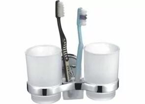803230 - Haiba Держатель д/ванной с 2-мя стаканами д/зубной щетки и пасты настенный, матовый/хром, HB1908 (1)