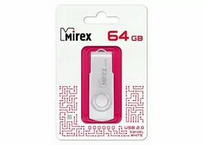 787462 - Флэш-диск USB 64 ГБ Mirex SWIVEL WHITE 64GB (ecopack) (1)