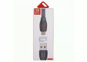 787542 - Кабель USB(A)шт. - 8pin шт. (iphone) BYZ BL-652, 1,2 метра, 2.4A, силикон, плоский, серый (1)