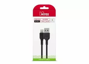 795702 - Кабель USB(A)шт. - 8pin шт. (iphone) Mirex 1,2 м, 3A, б/зарядка, чёрный, в коробке 1/48 (bc007i) (1)