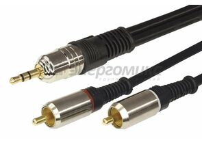 612357 - Аудио кабель Jack3,5 шт. стерео - 2RCAшт.. 5М (GOLD) - металл REXANT цена за шт (10!), 17-4225 (1)