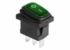 691624 - REXANT выключатель клавишный 250V 6А (3с) ON-OFF зеленый с подсв. Mini ВЛАГОЗАЩИТА (10!) ,36-2178 (1)