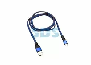 792678 - Кабель USB шт. - microUSB шт. 1 м, плоский провод, синяя джинсовая оплетка, Rexant, 18-1163 (1)