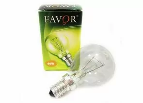 427114 - Лампа накаливания Favor P45 E14 60W шар прозрачная (Калашников) (1)