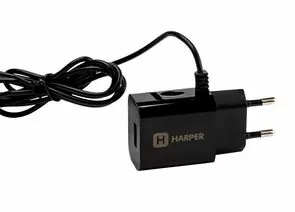 725555 - Сет. адаптер/зарядник/блок пит. HARPER WCH-5113 black 220V-5V microUSB (2.1A) шнур+гнездо USB, черн (1)