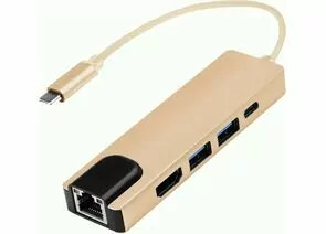 784425 - USB разветв-ль/хаб Атом Type-Cшт. 3.1 - 2xUSBгн 3.0+HDMIгн.+USB Type-C гн+RJ45/8p8c,15см,золот,31008 (1)