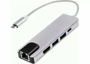 784426 - USB разветв-ль/хаб Атом Type-Cшт. 3.1 - 2xUSBгн 3.0+HDMIгн.+USB Type-C гн+RJ45/8p8c,15см,сереб,31010 (1)
