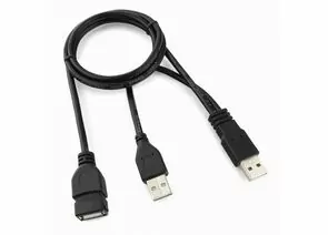 711324 - Кабель удлинитель USB(A)гн. 2.0 - 2xUSB(A)шт. Pro Cablexpert, 2xAM/AF, 0,9м, экран, черный (1)