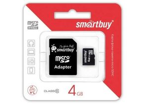 498985 - Флэш-карта (памяти) MicroSDHC 4GB class10 Smartbuy адаптер SD (1)