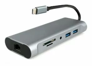 818613 - Адаптер интерфейсов Cablexpert A-CM-COMBO8-01, type C шт. 8 в 1 (Type-C,USB3.0,HDMI,DisplayPort,VGA) (1)