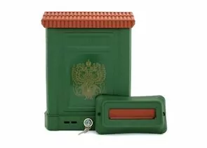 506470 - Ящик почтовый ПРЕМИУМ пластиковый внутренний (с накладкой) зеленый (двухглавый орел) (10) (1)
