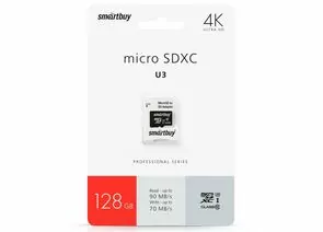 792160 - Флэш-карта (памяти) micro SDXC Smartbuy 128GB Class10 PRO U3,адаптер SD (SB128GBSDCL10U3-01) (1)