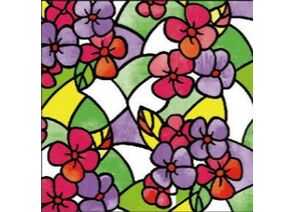 820011 - Пленка самоклеящаяся витражная 0,45х2м, цветы, разноцветная, 104323 Рыжий кот (1)