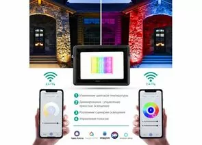820737 - Camelion Smart Home Wi-Fi прожектор св/д 30W RGB+DIM+CW 220V LFL/SH-30/RGBСW/WIFI (1)