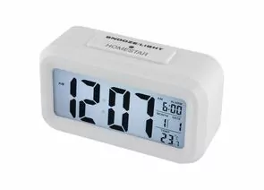 820804 - Часы-будильник HS-0110 Белые, 13,5*7,5*4,5см, 3*ААА (нет в компл), 104307 HomeStar (1)