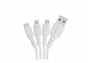 821480 - Кабель USB(A)шт. - microUSB, Type-C, Lightning шт. 2.4A, 1м ПВХ белый Старт 07734 (1)