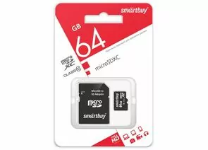 802843 - Флэш-карта (памяти) micro SDXC Smartbuy 64GB Class 10 (адаптер) LE (1)