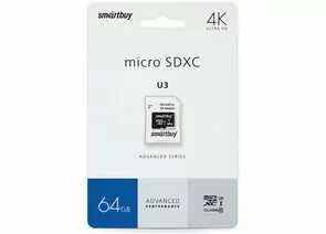 802845 - Флэш-карта (памяти) micro SDXC Smartbuy 64GB U3 V30 A1 Advanced R/W up to 90/55+ад.(SB64GBSDU1A-AD) (1)