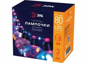 797478 - ЭРА Гирлянда-нить Лампочки 80LED(микро) 1,8 м мультиколор (3xАА) ЕGNIG - 80M Б0051879 (1)