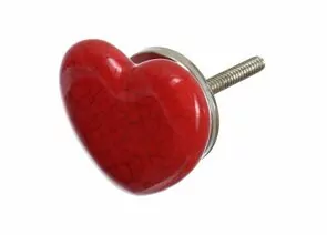 827823 - Ручка керамическая для мебели Сердце красн (в кор 6 шт, цена за шт) BLUMEN HAUS (1)