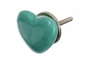 827824 - Ручка керамическая для мебели Сердце бирюзовый (в кор 6 шт, цена за шт) BLUMEN HAUS (1)