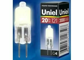 156435 - Лампа галоген. Uniel JC G4 12V 20W прозрачная JC-12/20/G4 CL (1)
